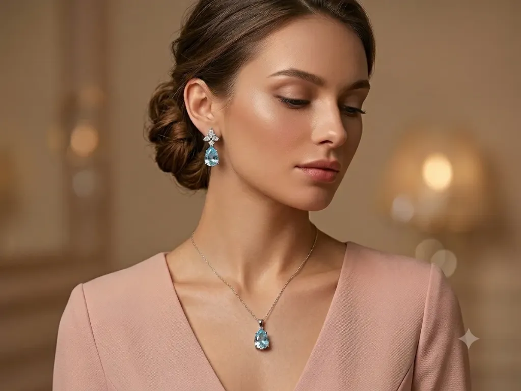 BLUE COLORSTONE PENDANT SET