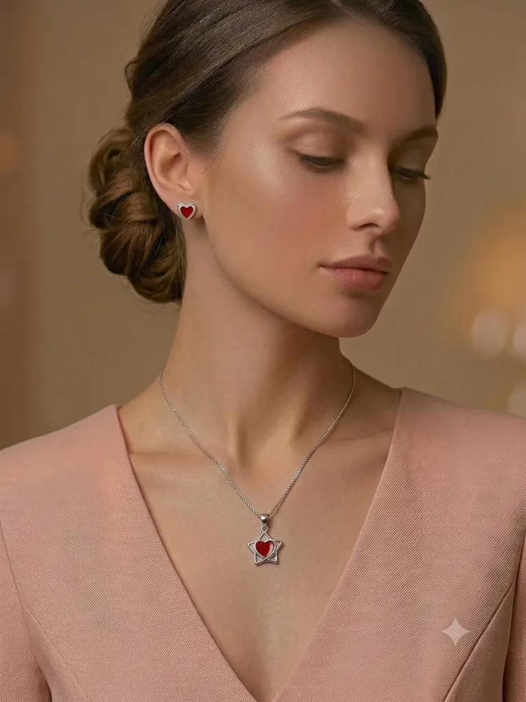 RED HEART PENDANT SET