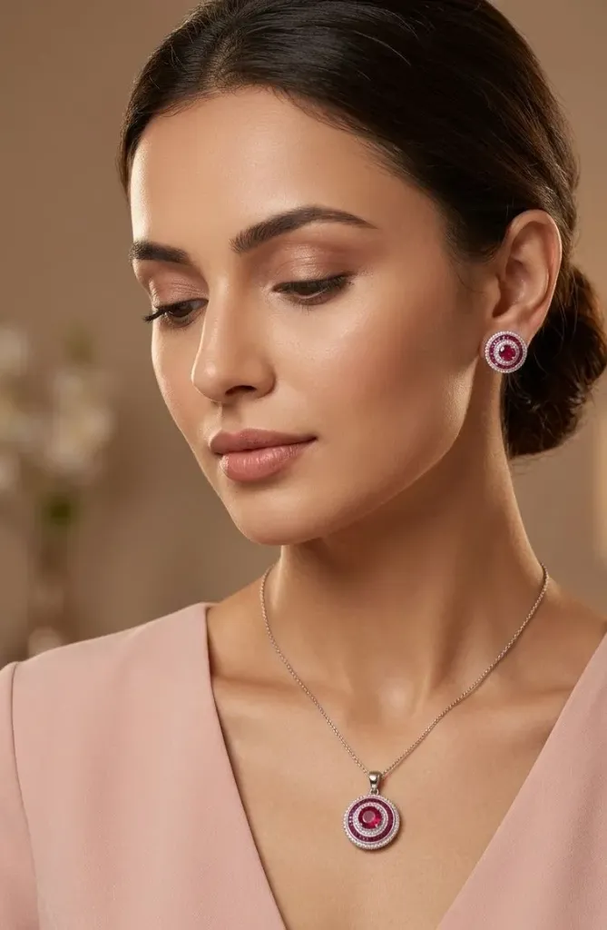 ROUND RUBY PENDAL SET