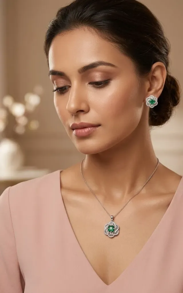 EMERALD SNOWFLAKE PENDAL SET