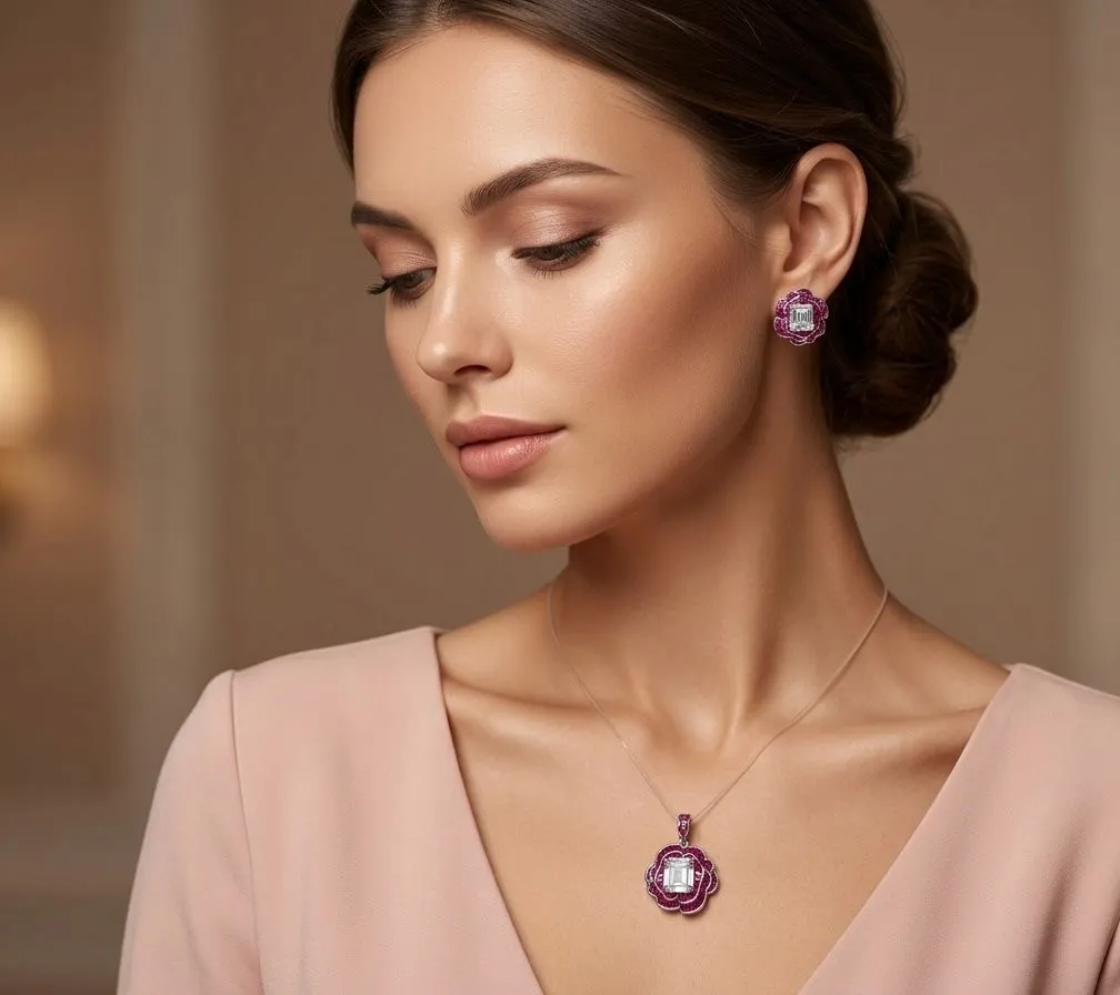 RUBY FLOWER PENDAL SET