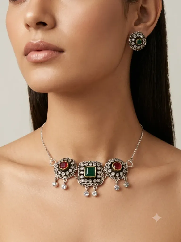 EMERALD RUBY NECKLACE SET