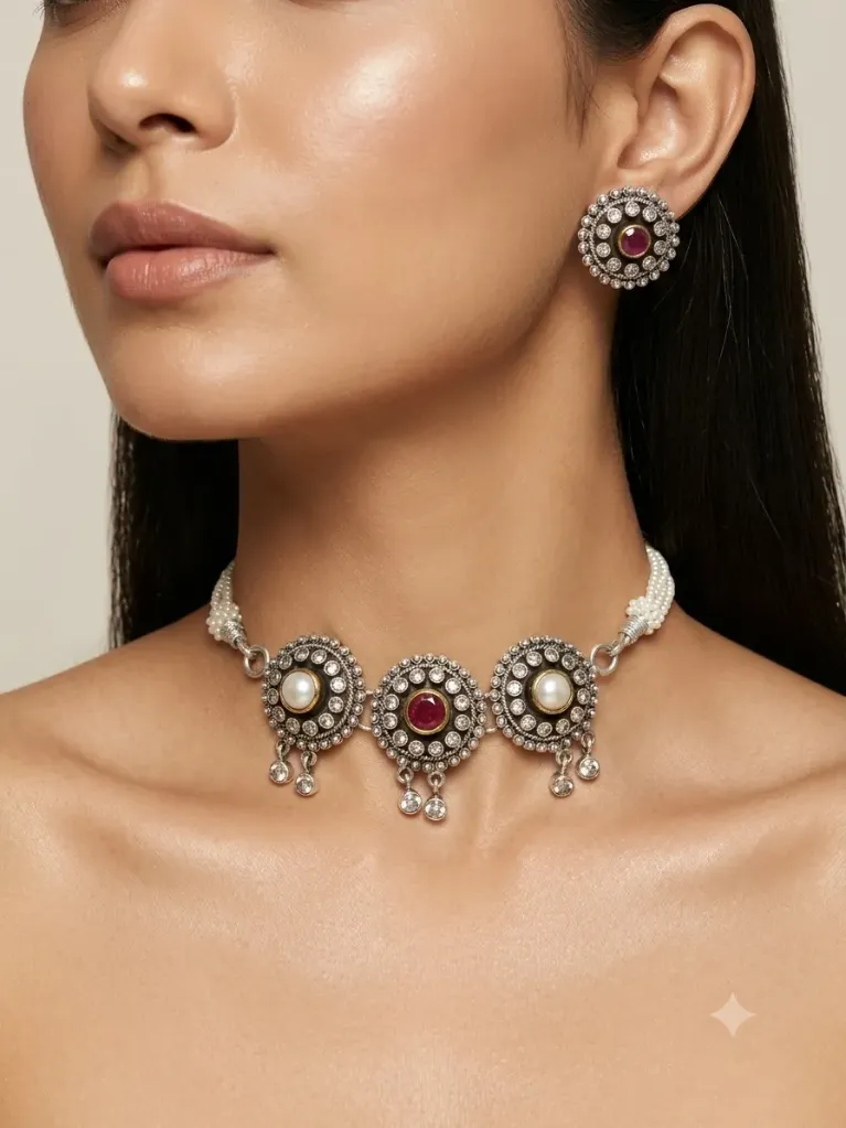 RUBY PEARL ROUND CHICK NECKLACE
